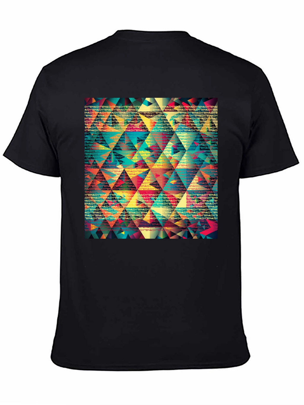 Geometric Triangle Pattern Black T-Shirt