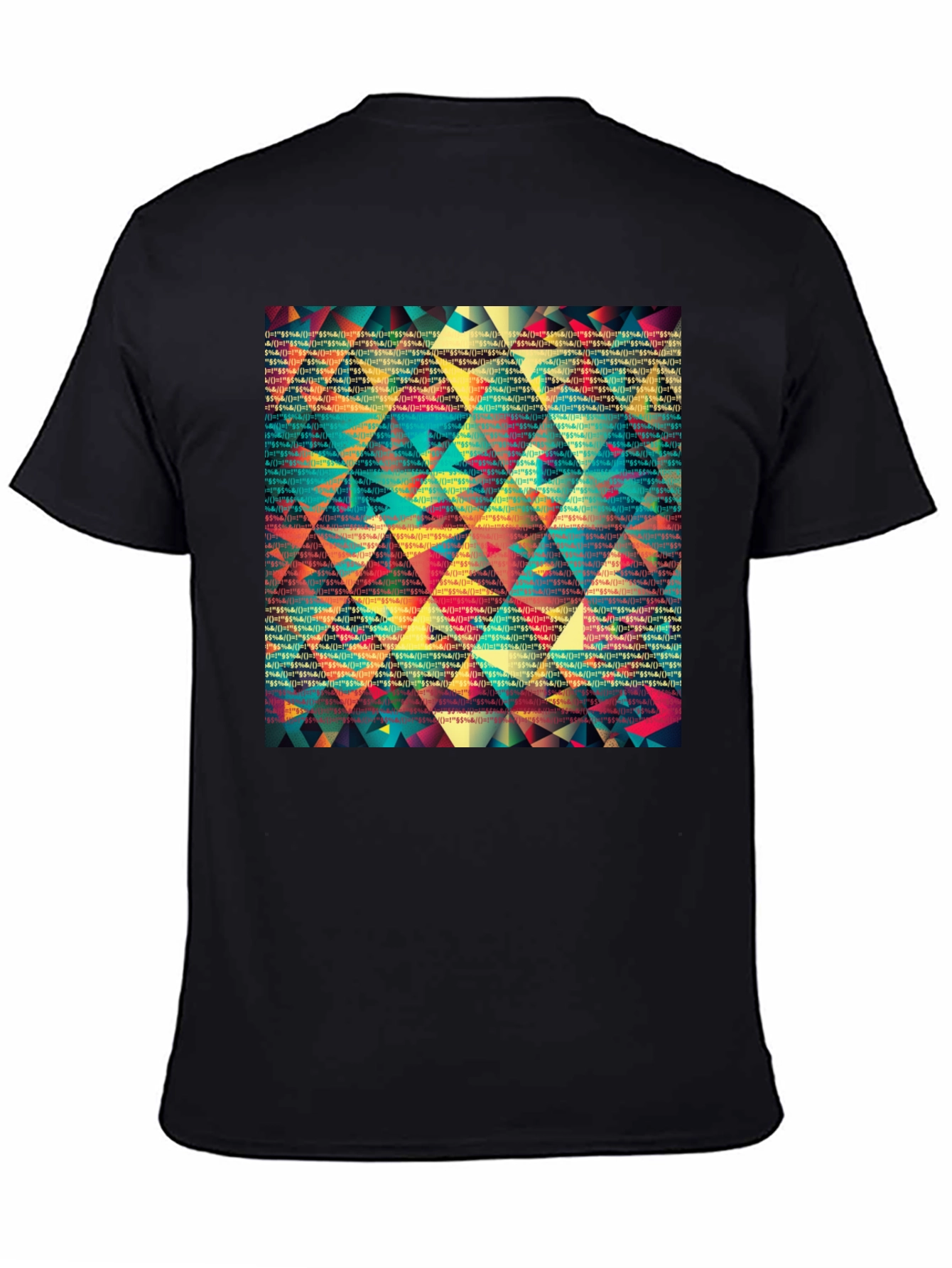 Geometric Triangle Pattern Black T-Shirt