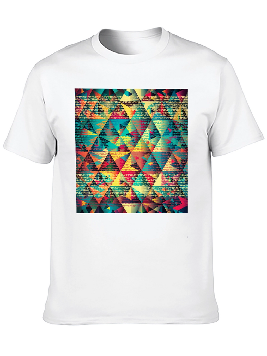 Geometric Triangle Pattern Black T-Shirt