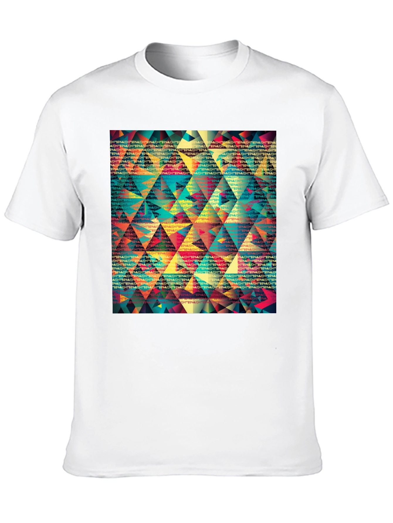 Geometric Triangle Pattern Black T-Shirt