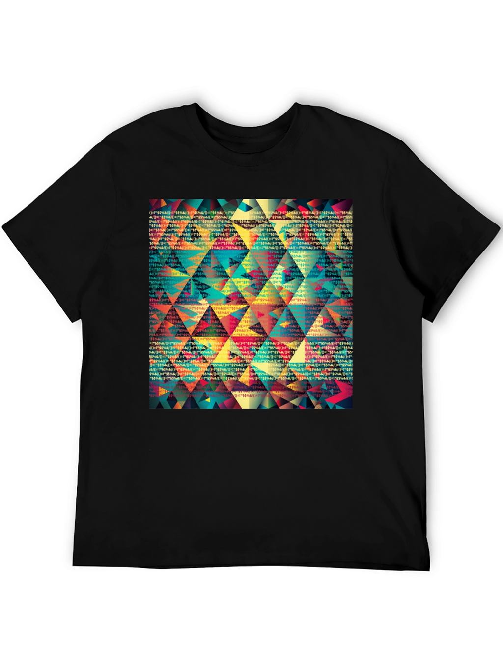 Geometric Triangle Pattern Black T-Shirt