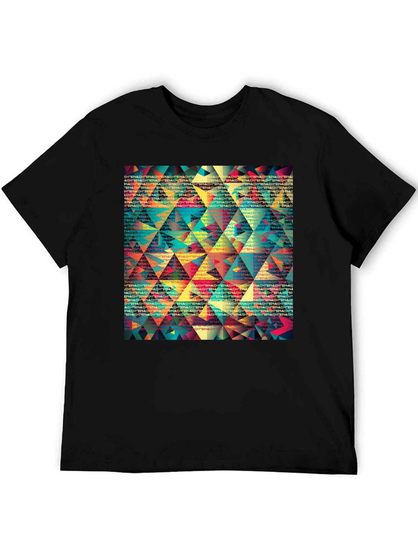 Geometric Triangle Pattern Black T-Shirt