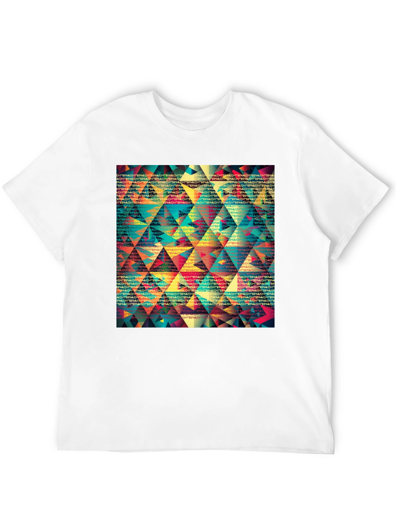 Geometric Triangle Pattern Black T-Shirt