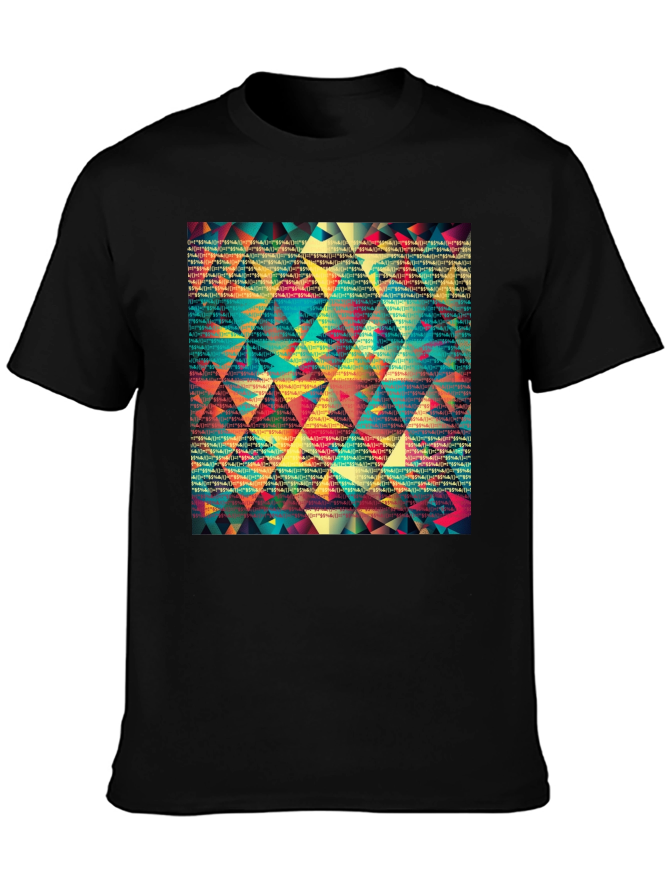 Geometric Triangle Pattern Black T-Shirt