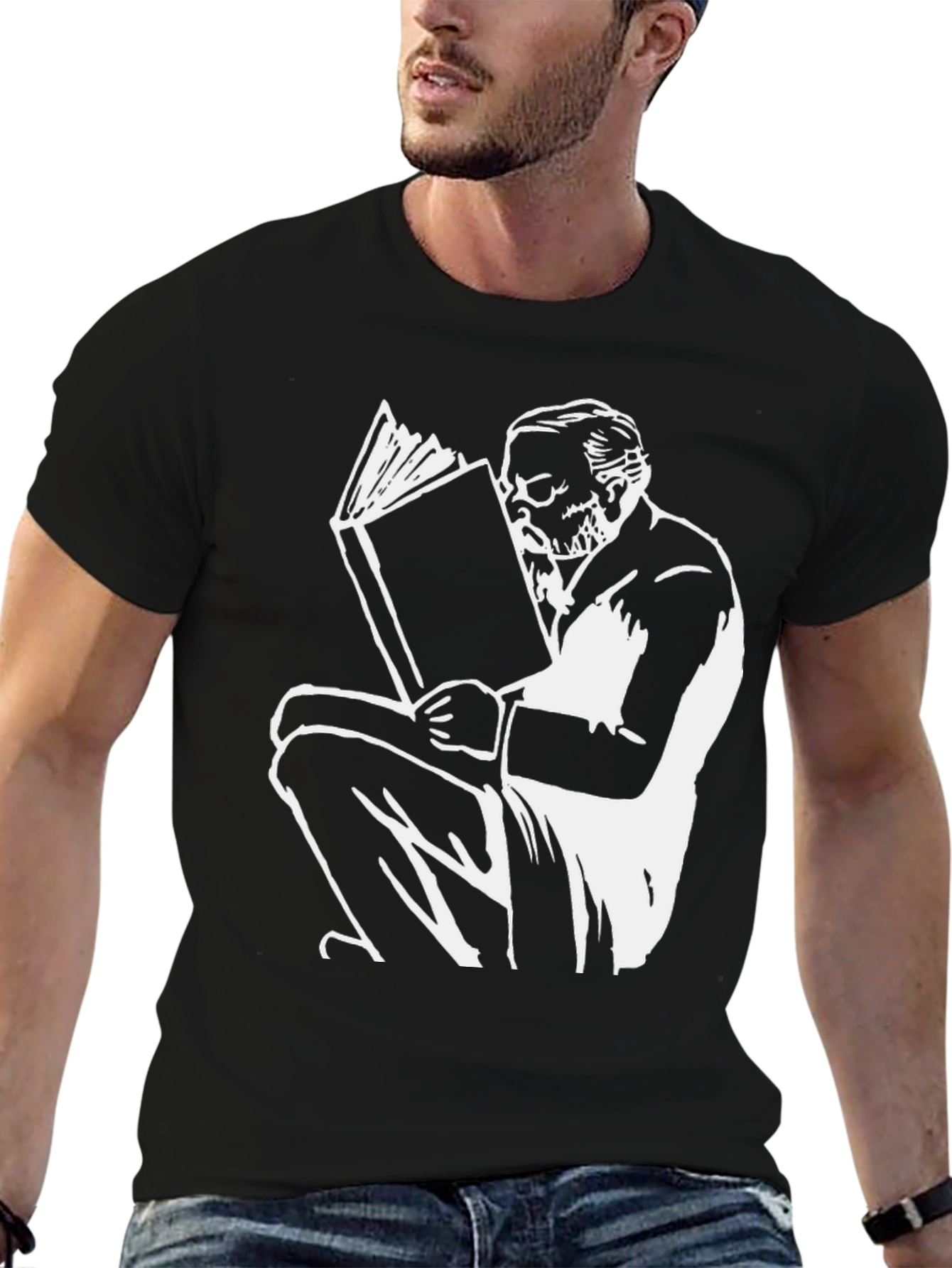 Intellectual T-Shirt: Man Reading Book Graphic Tee