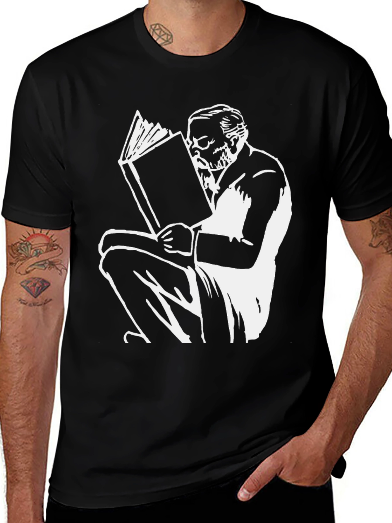Intellectual T-Shirt: Man Reading Book Graphic Tee