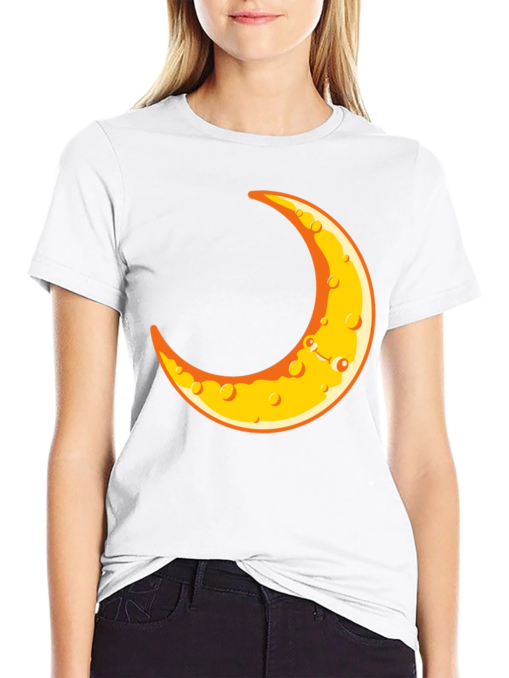 Crescent Moon Graphic T-Shirt - Black