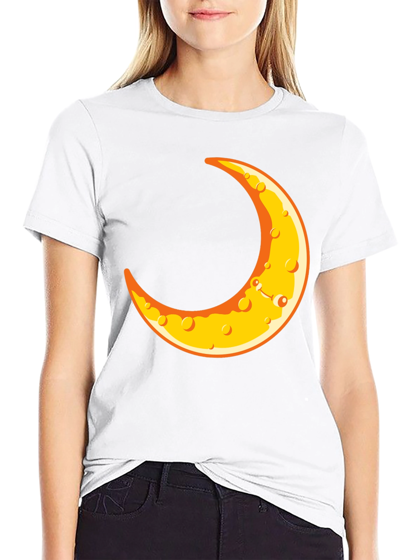 Crescent Moon Graphic T-Shirt - Black