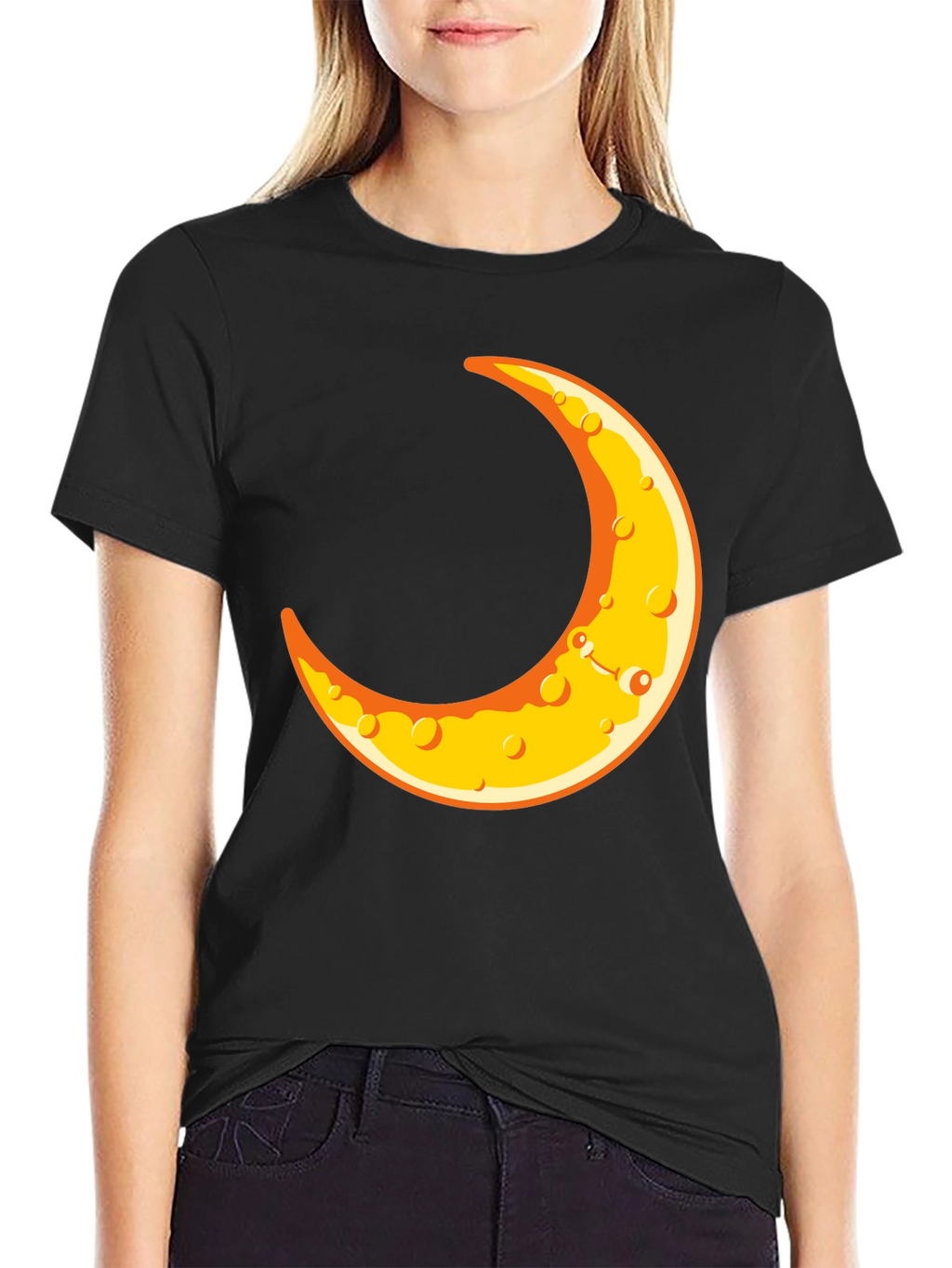 Crescent Moon Graphic T-Shirt - Black