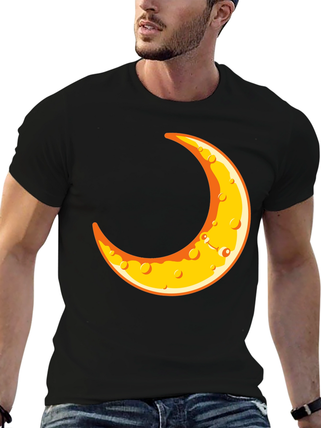 Crescent Moon Graphic T-Shirt - Black