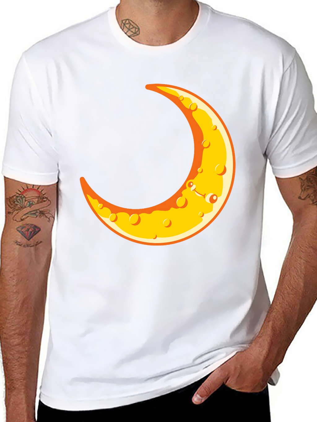 Crescent Moon Graphic T-Shirt - Black