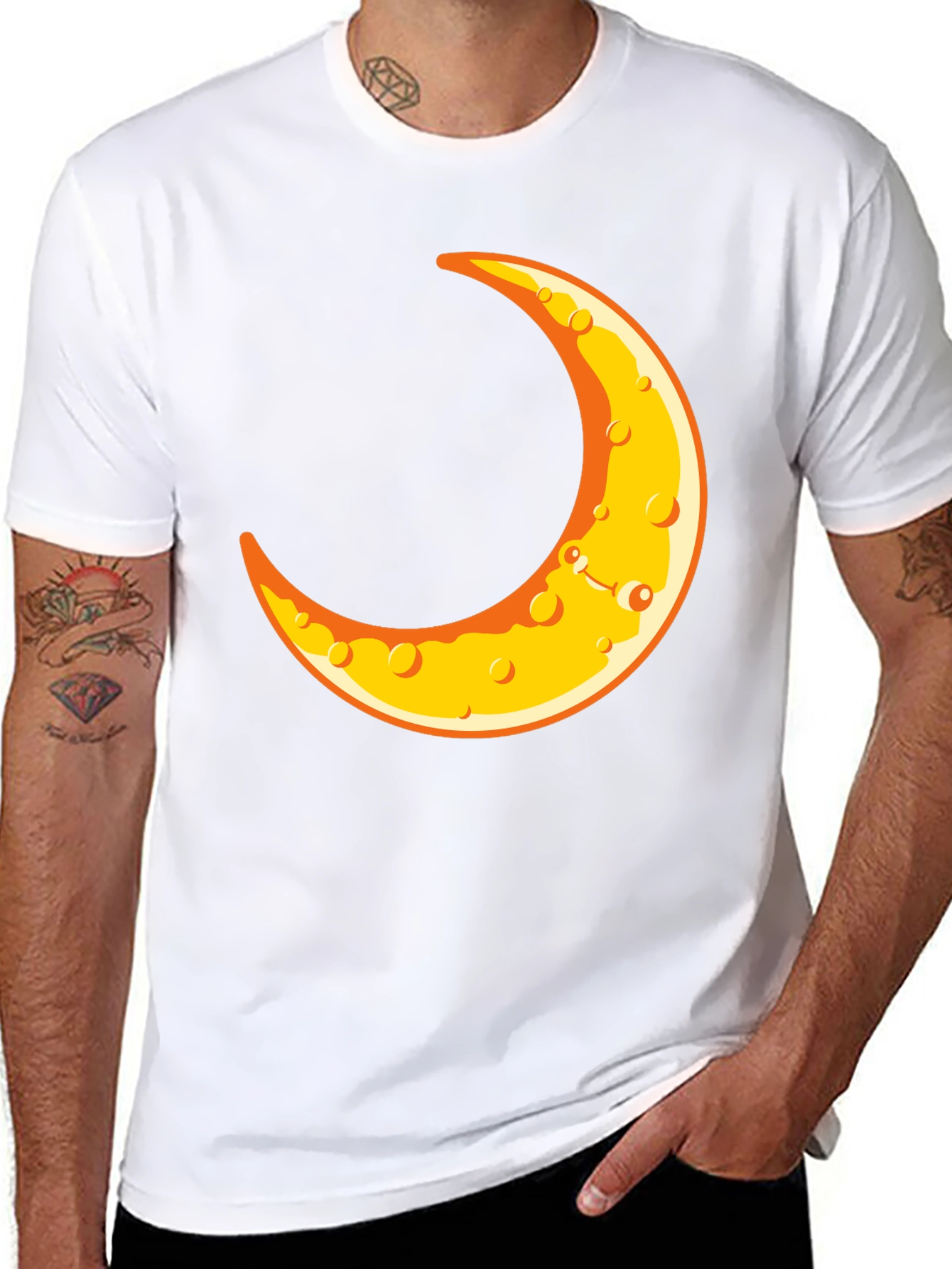 Crescent Moon Graphic T-Shirt - Black