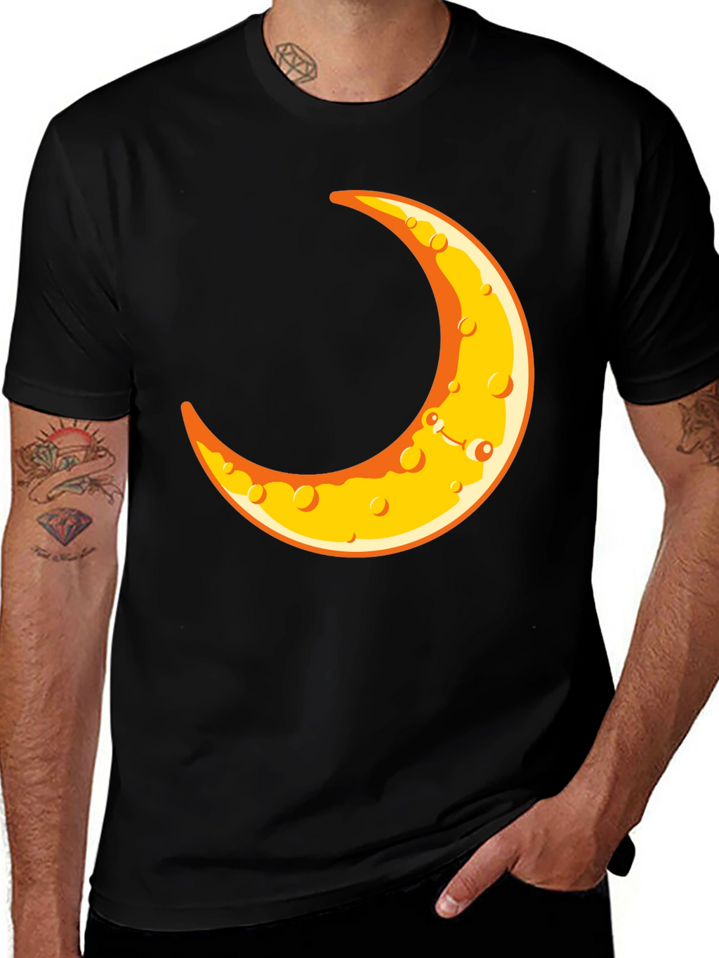 Crescent Moon Graphic T-Shirt - Black