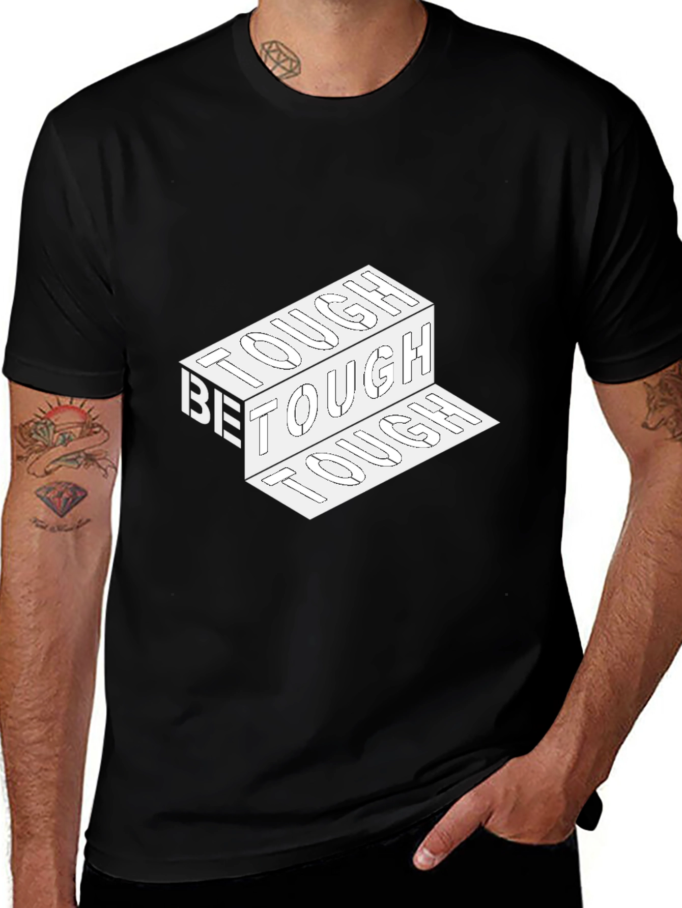 Be Tough Graphic Print Black T-Shirt