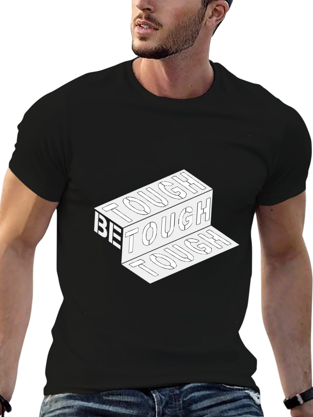 Be Tough Graphic Print Black T-Shirt