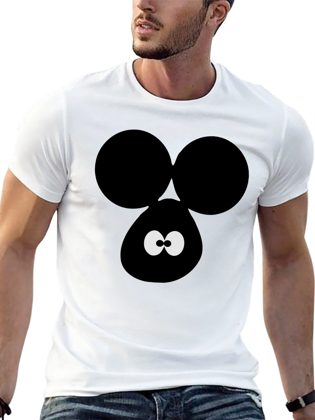Funny Cartoon Face Black T-Shirt