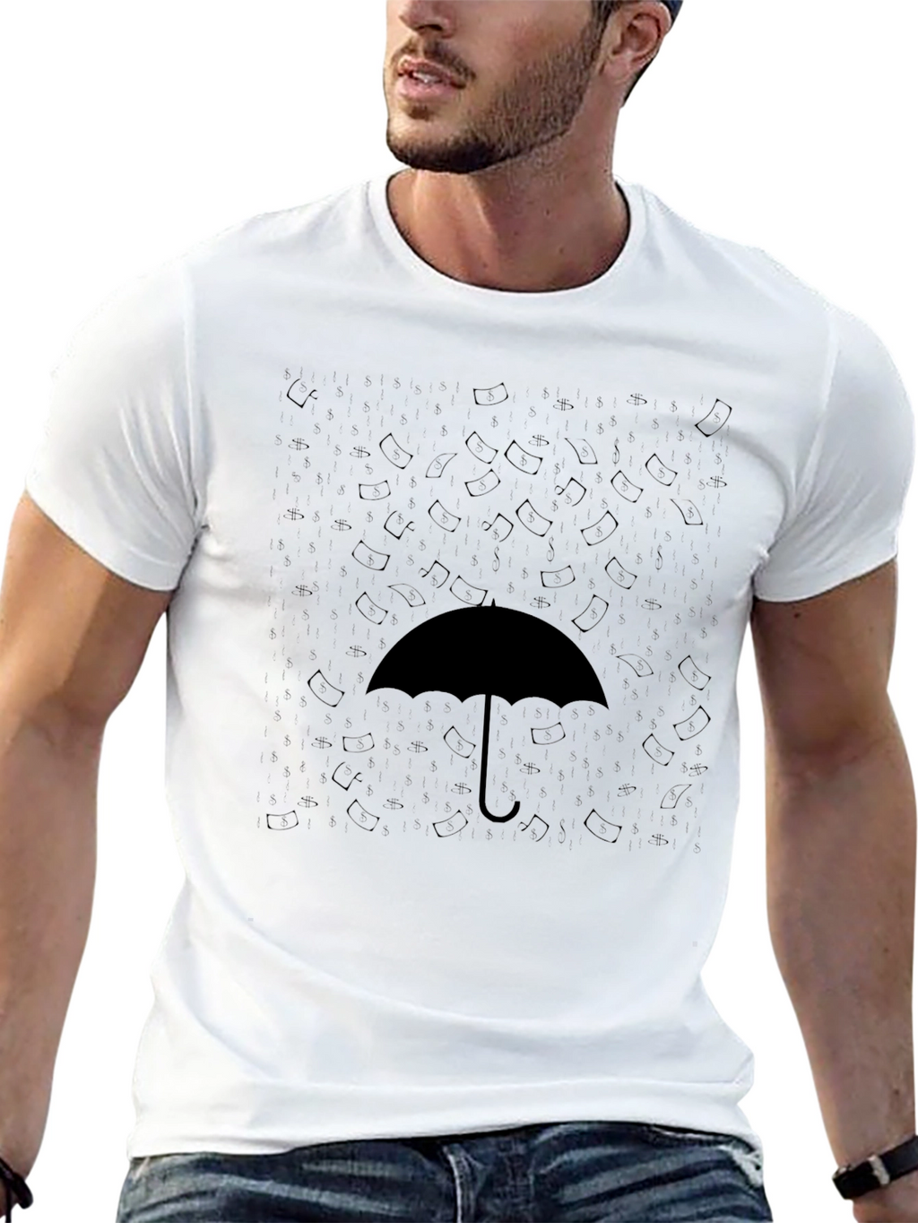 Umbrella Graphic Black T-Shirt Casual Wear