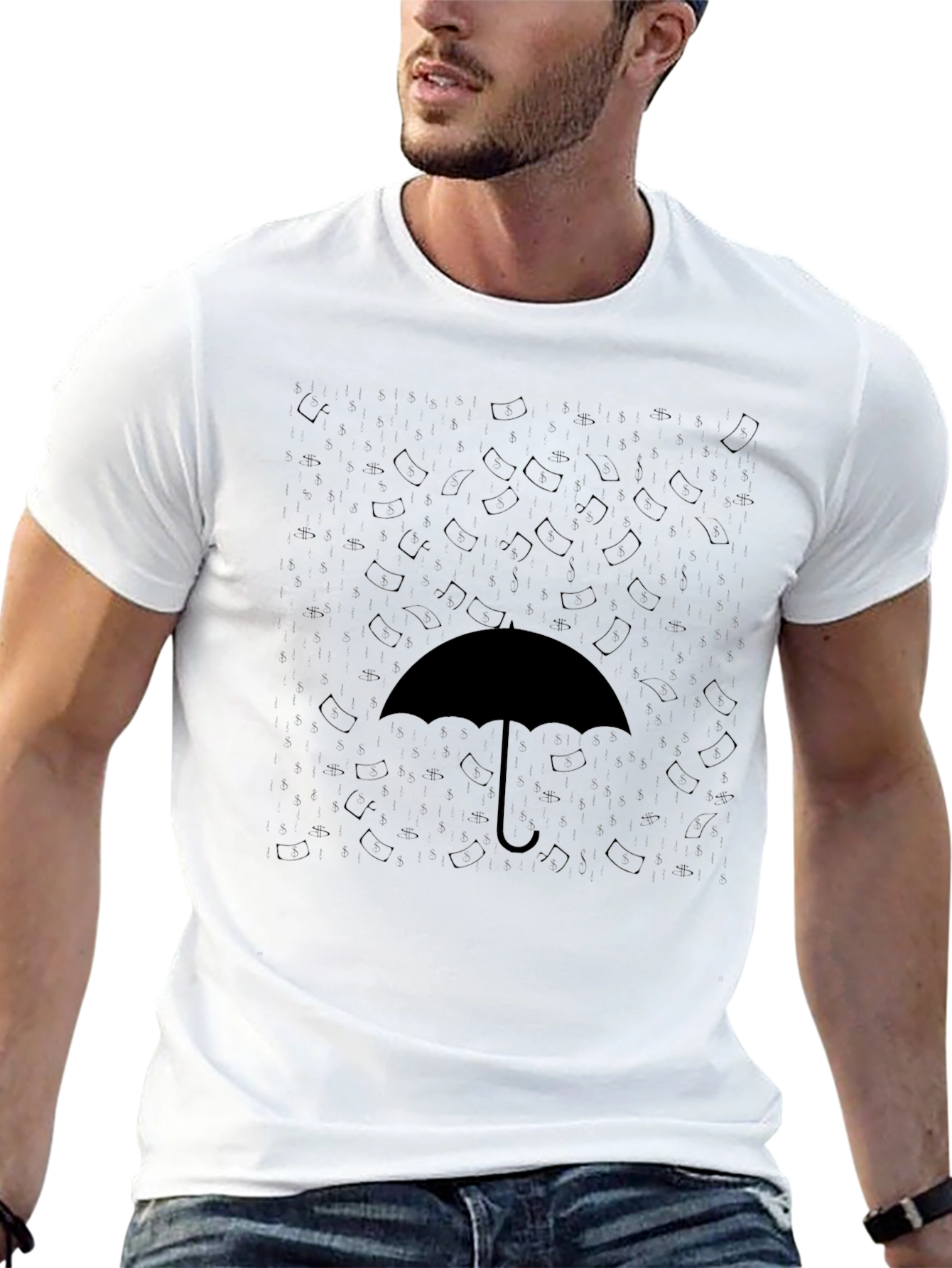 Umbrella Graphic Black T-Shirt Casual Wear