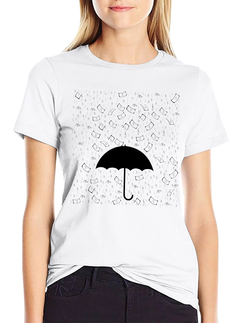 Umbrella Graphic Black T-Shirt Casual Wear