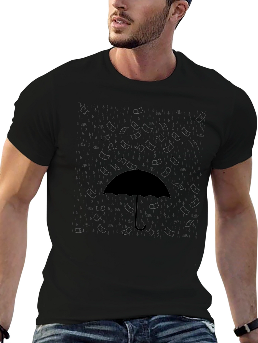 Umbrella Graphic Black T-Shirt Casual Wear