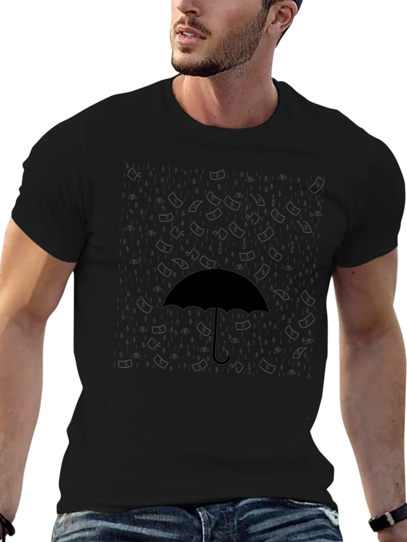 Umbrella Graphic Black T-Shirt Casual Wear