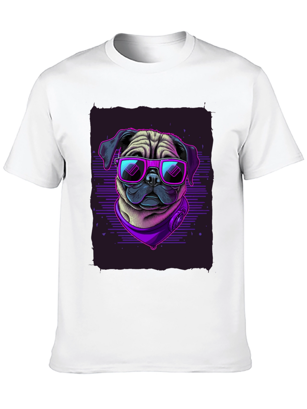 Pug Wearing Sunglasses Black T-Shirt