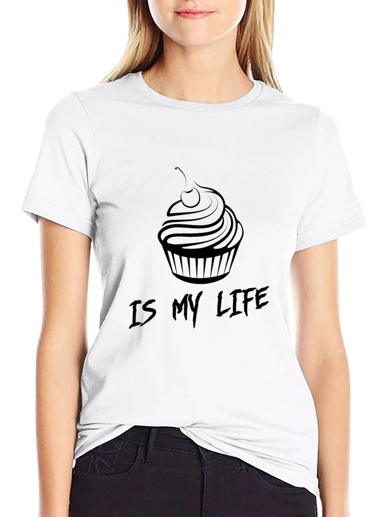 Cupcake Is My Life Black Graphic Tee