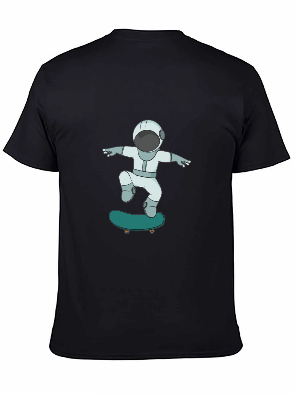 Skateboarding Astronaut Graphic Tee - Cool Black T-Shirt