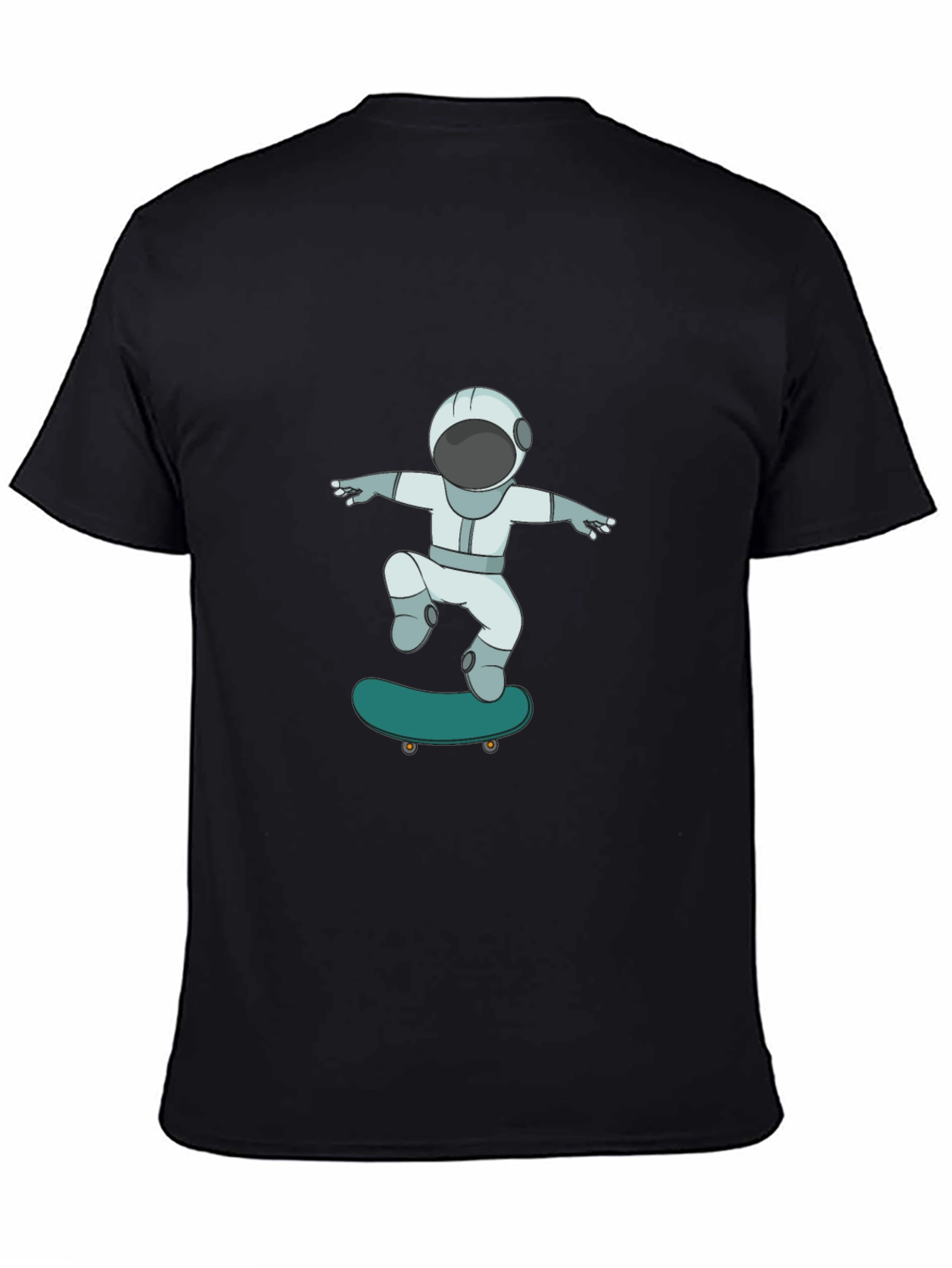 Skateboarding Astronaut Graphic Tee - Cool Black T-Shirt