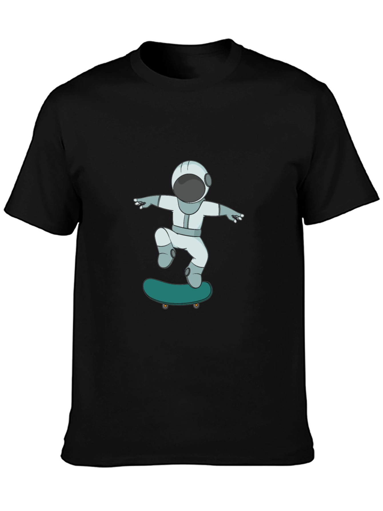 Skateboarding Astronaut Graphic Tee - Cool Black T-Shirt