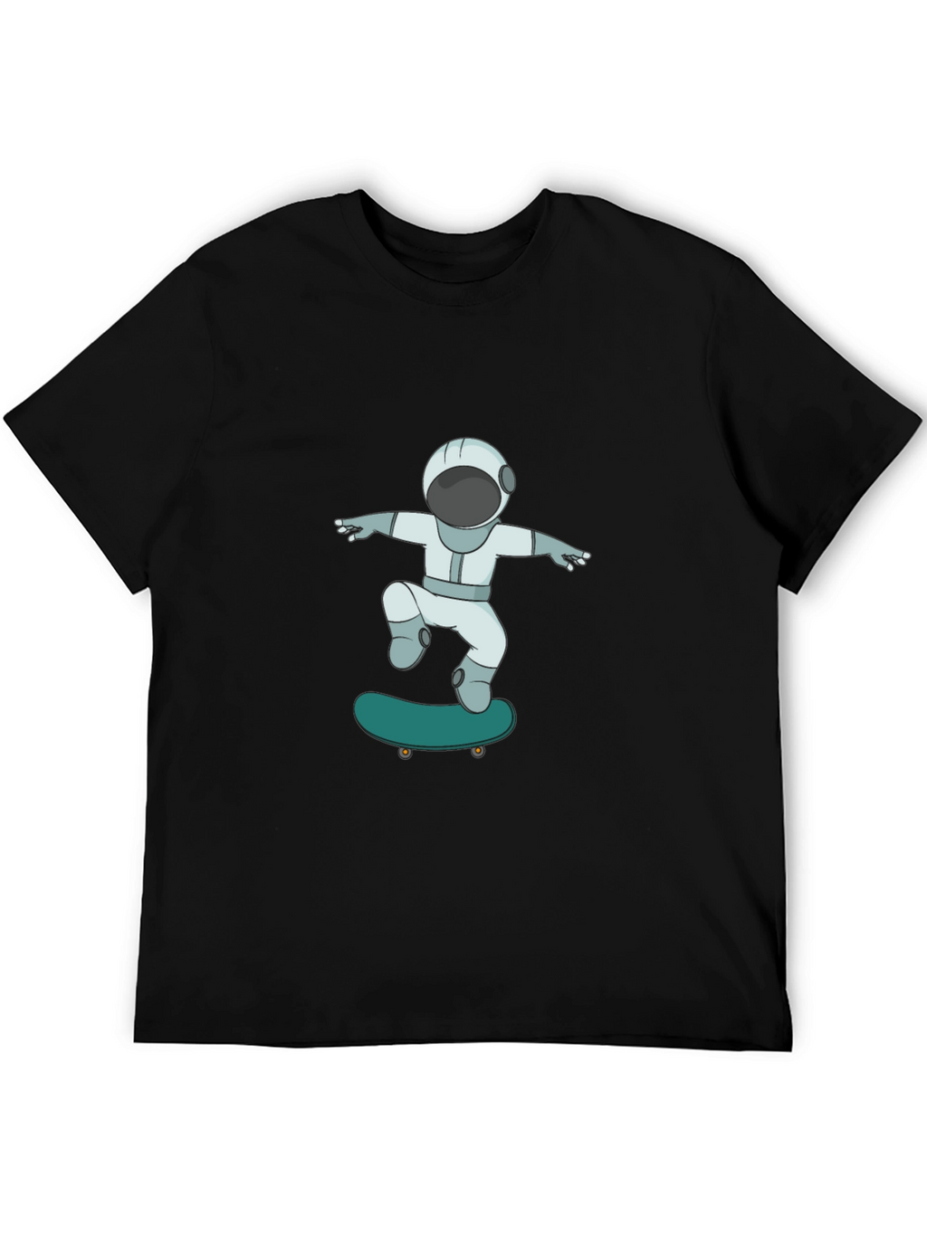 Skateboarding Astronaut Graphic Tee - Cool Black T-Shirt