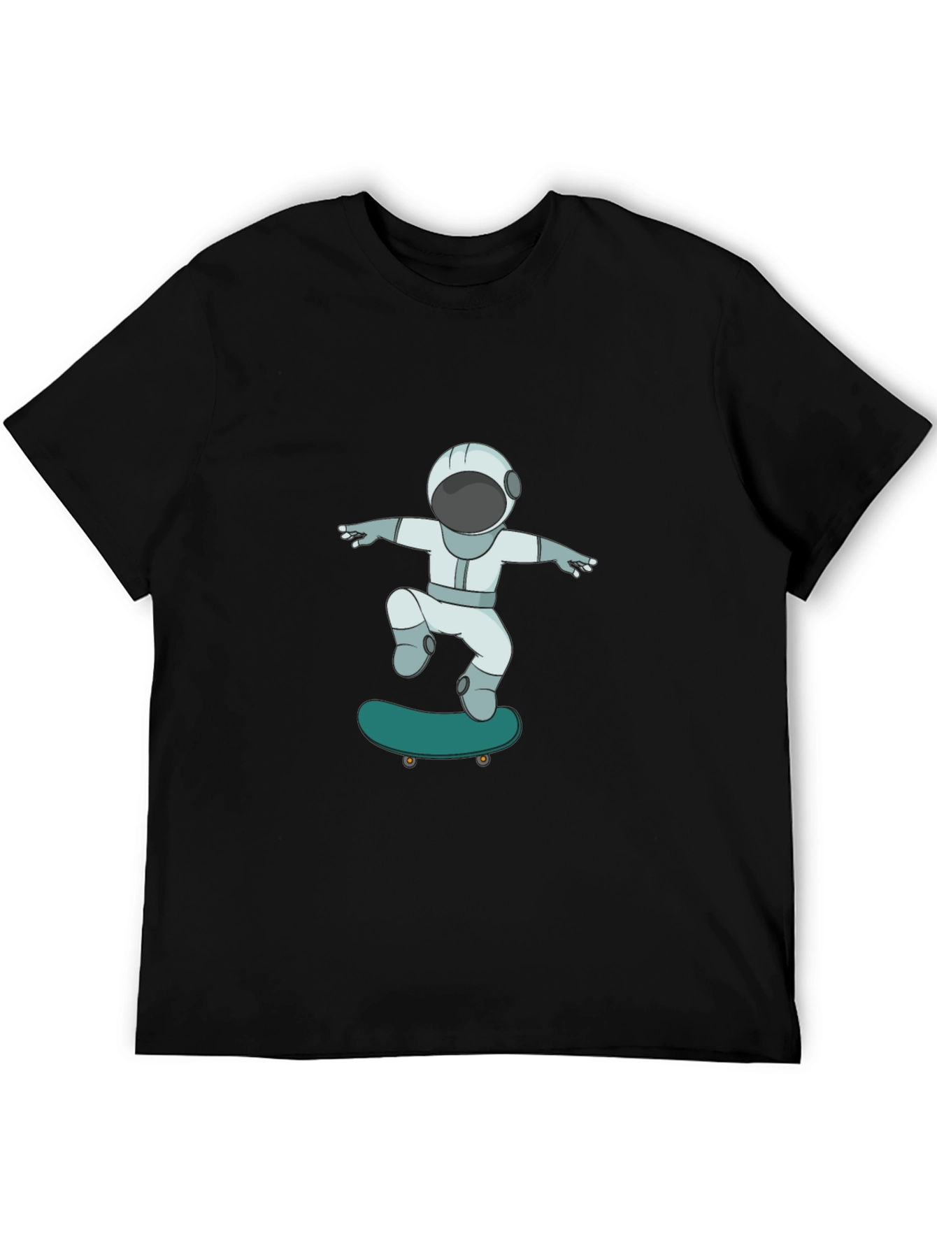 Skateboarding Astronaut Graphic Tee - Cool Black T-Shirt