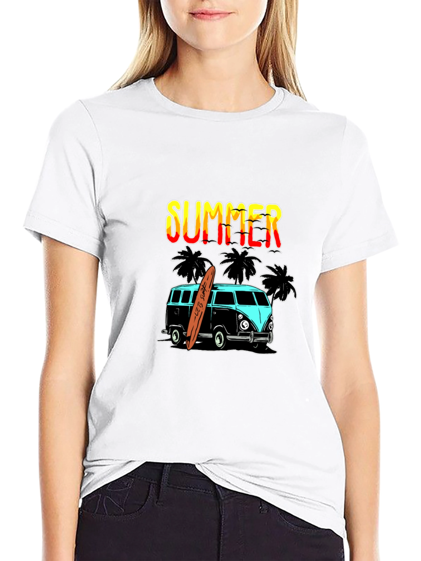Summer Surf Van Graphic Tee - Black