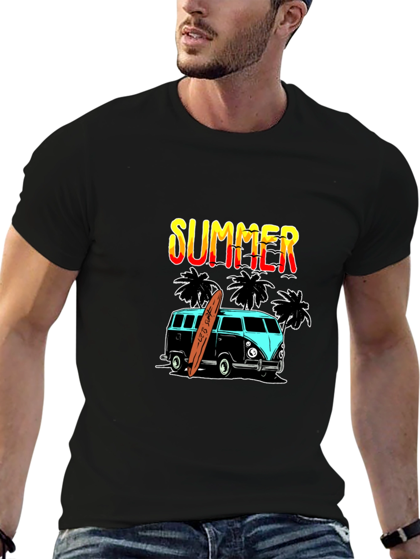 Summer Surf Van Graphic Tee - Black