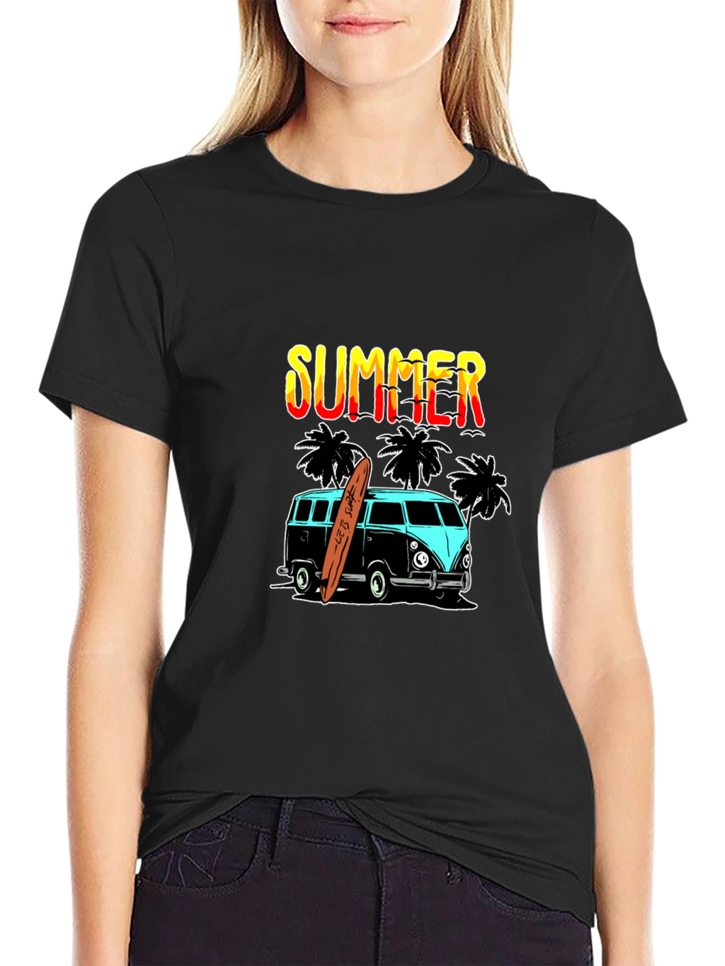 Summer Surf Van Graphic Tee - Black