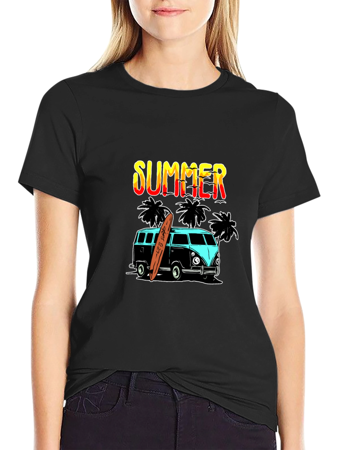 Summer Surf Van Graphic Tee - Black
