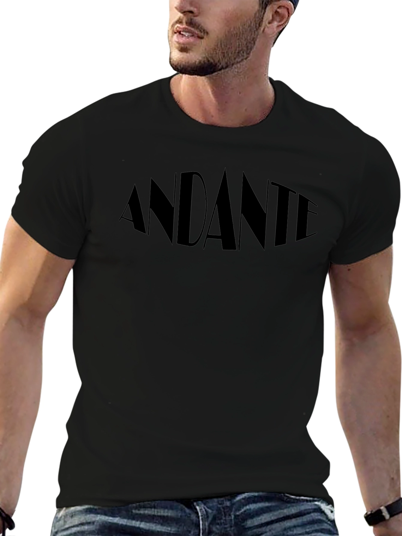 Andante Black Graphic Tee - Stylish Minimalist Design