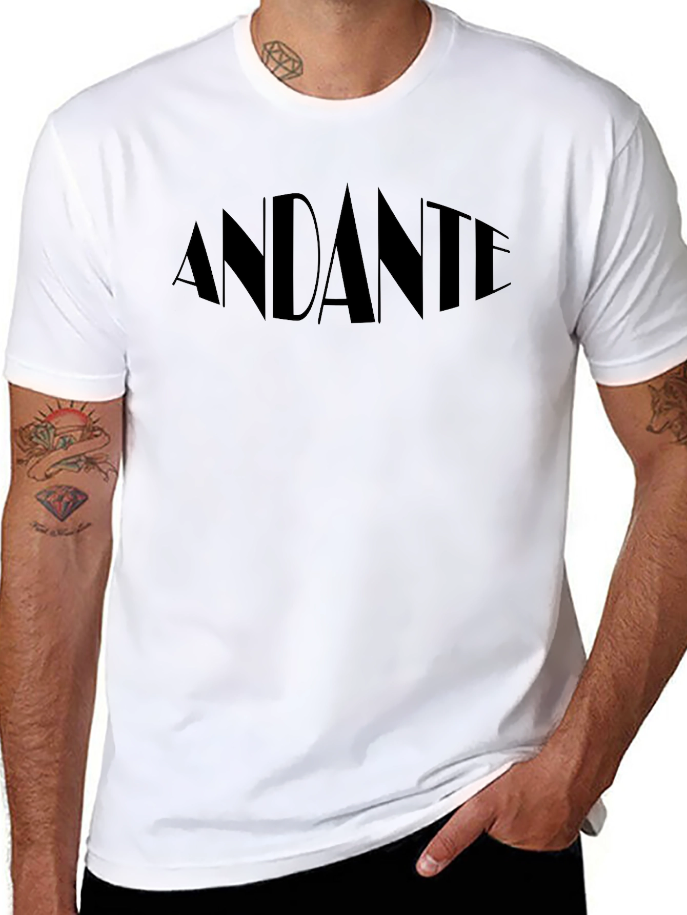 Andante Black Graphic Tee - Stylish Minimalist Design