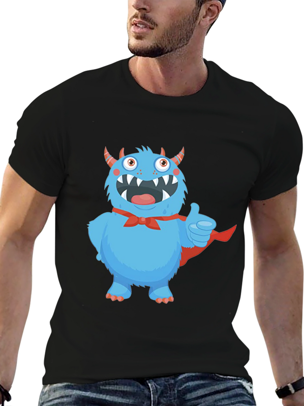 Monster Graphic T-Shirt - Black Cotton Tee