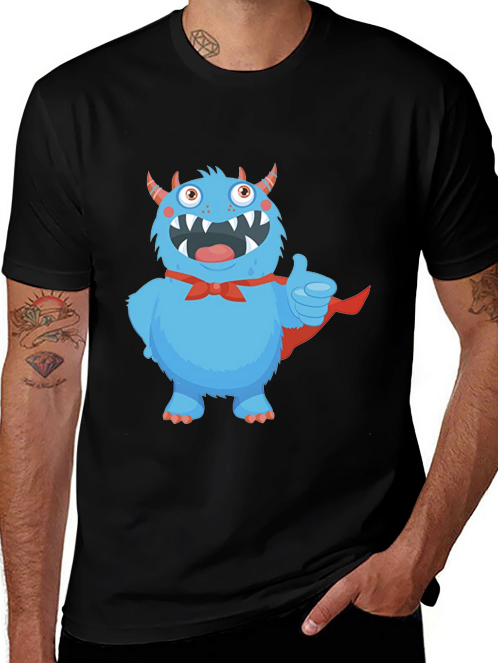 Monster Graphic T-Shirt - Black Cotton Tee