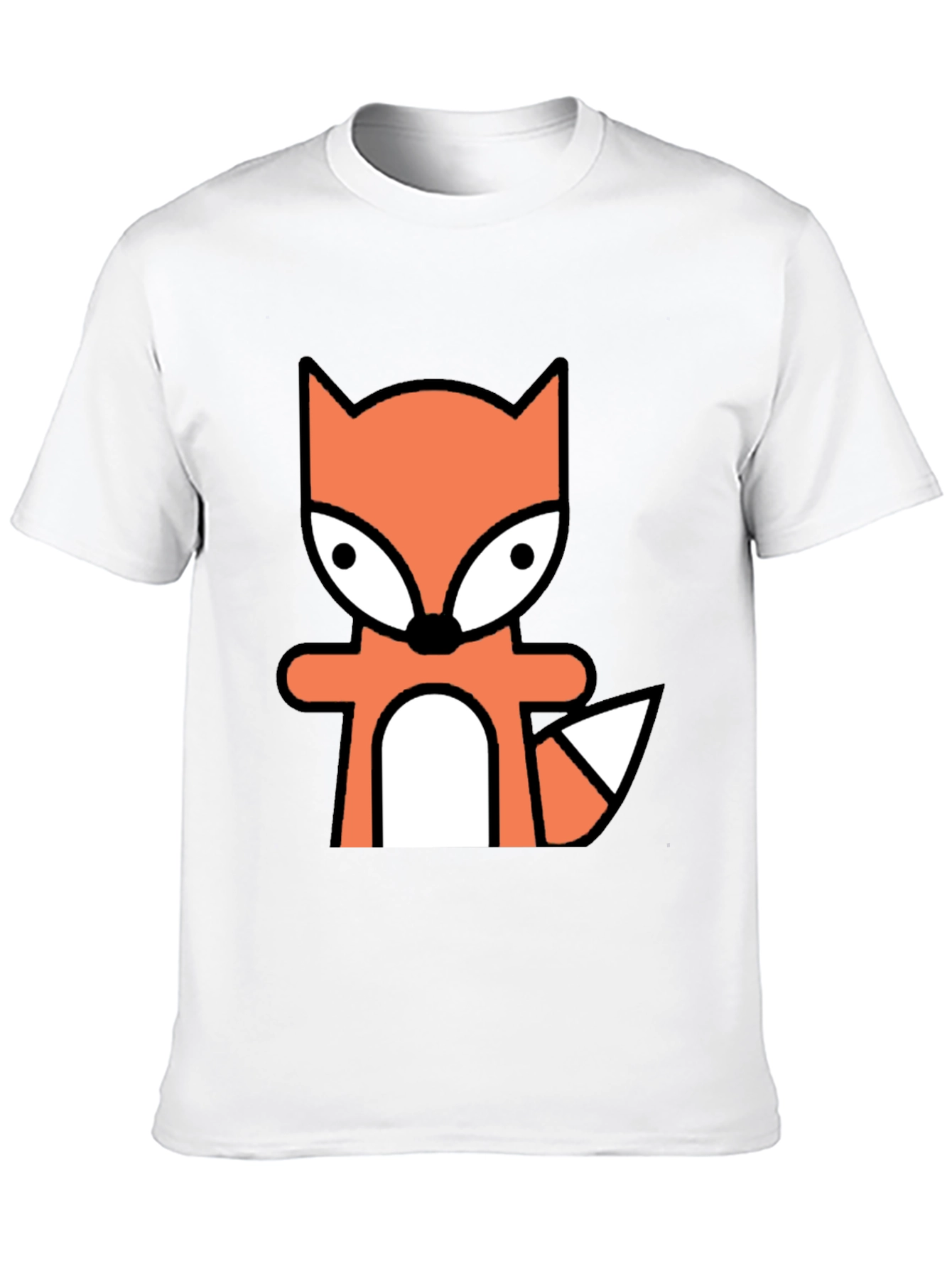 Cartoon Fox Graphic Tee - Black Cotton Blend