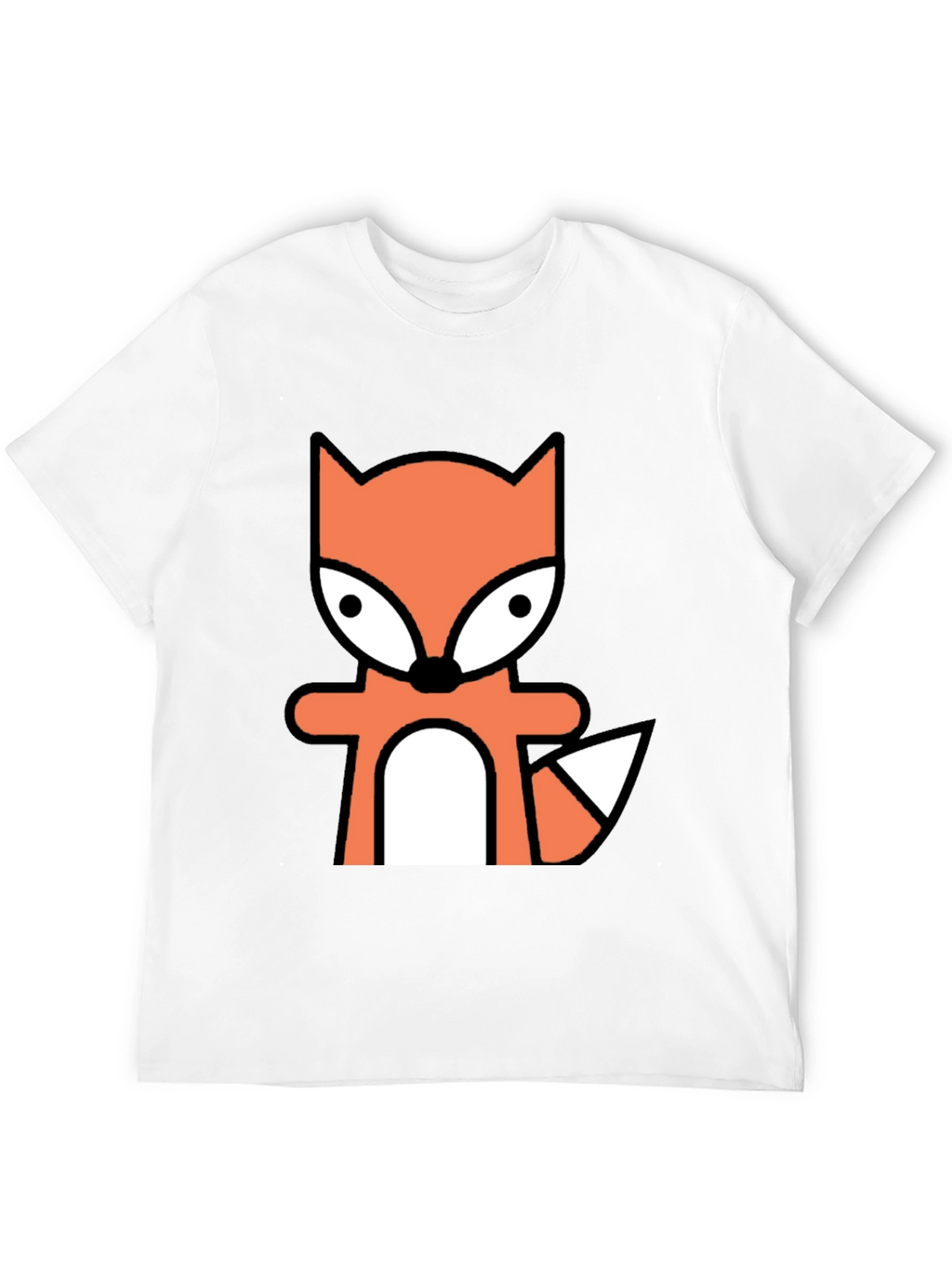 Cartoon Fox Graphic Tee - Black Cotton Blend