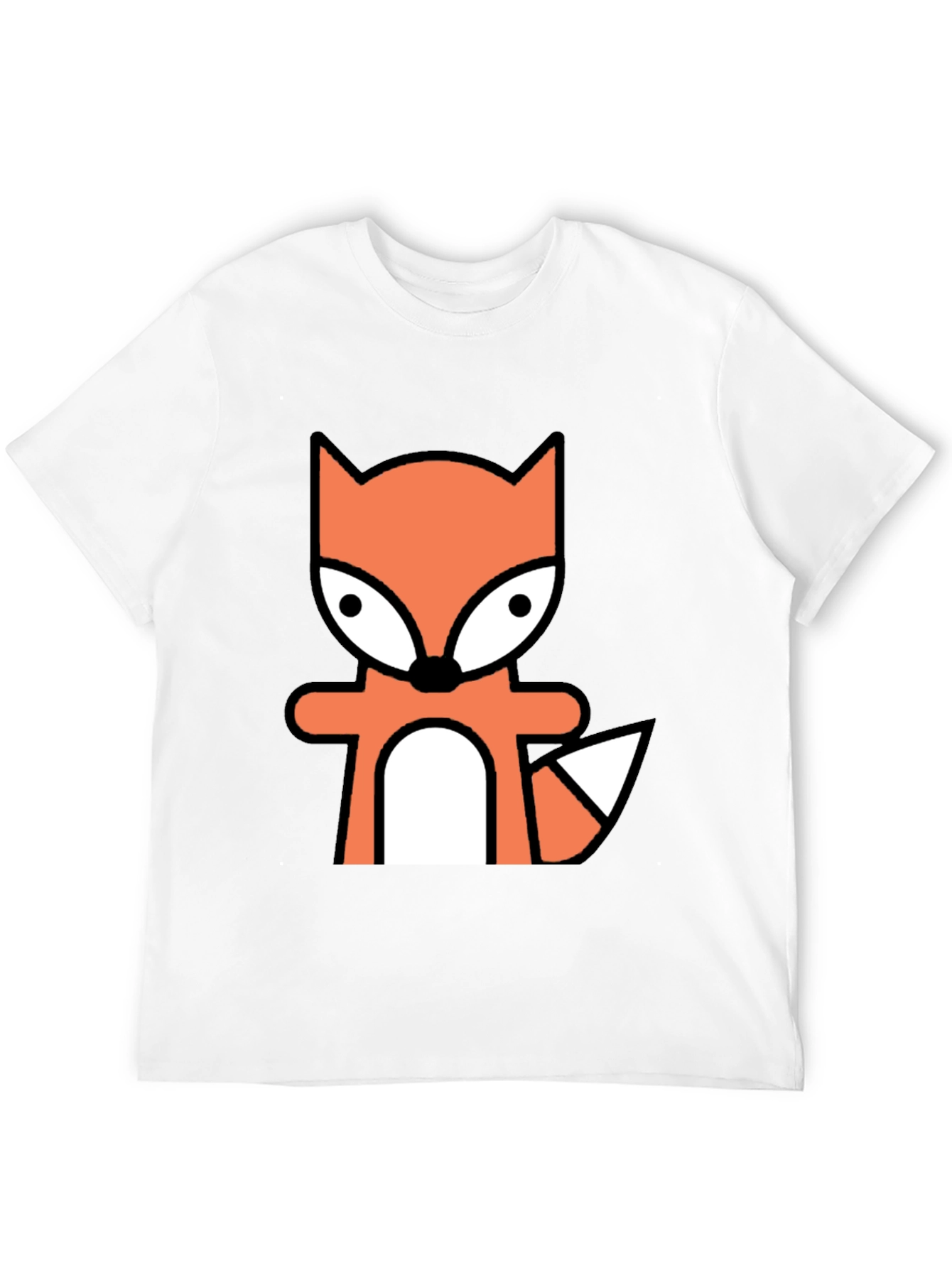Cartoon Fox Graphic Tee - Black Cotton Blend