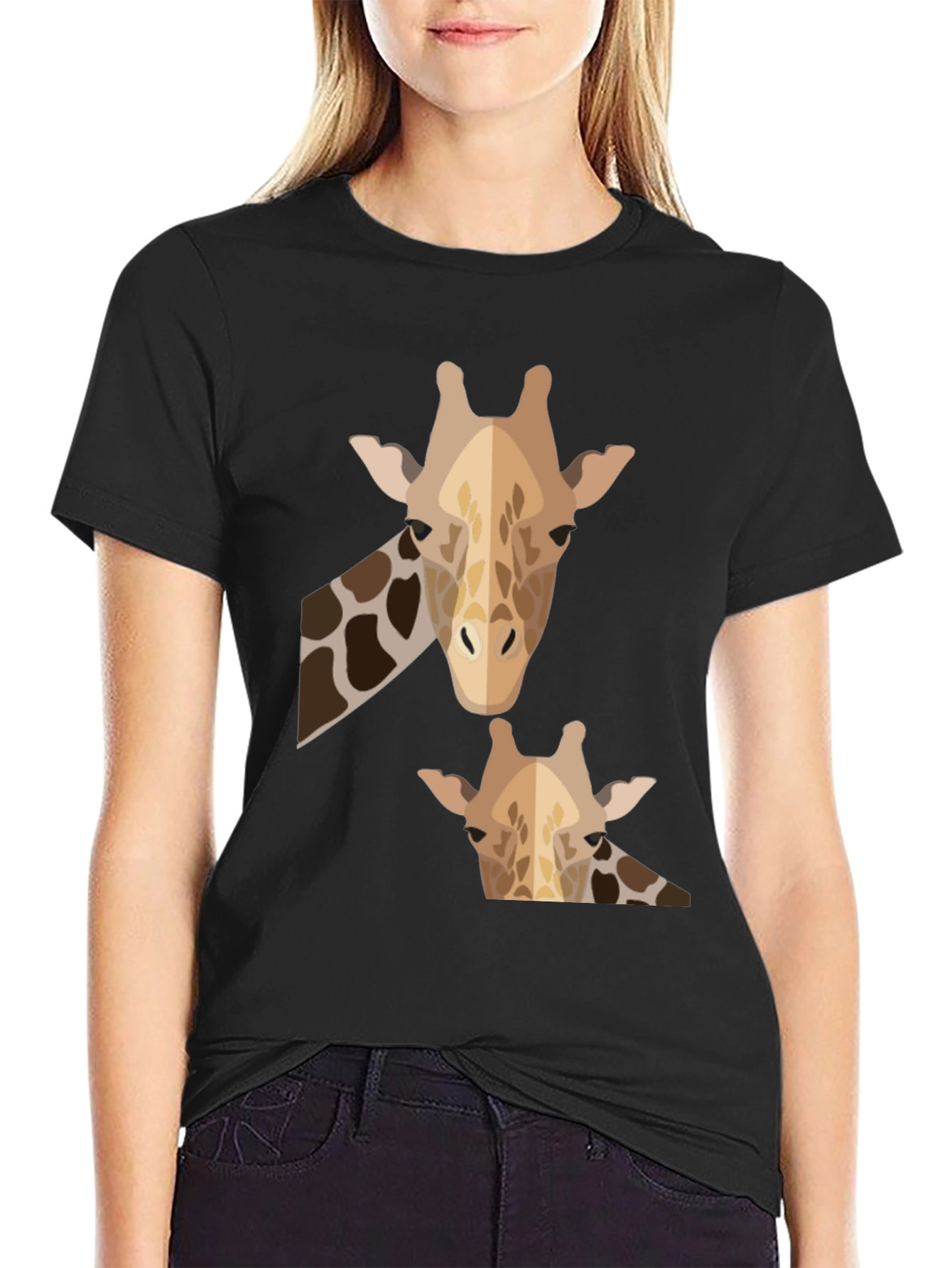 Giraffe Graphic Tee - Mens Black Crew Neck