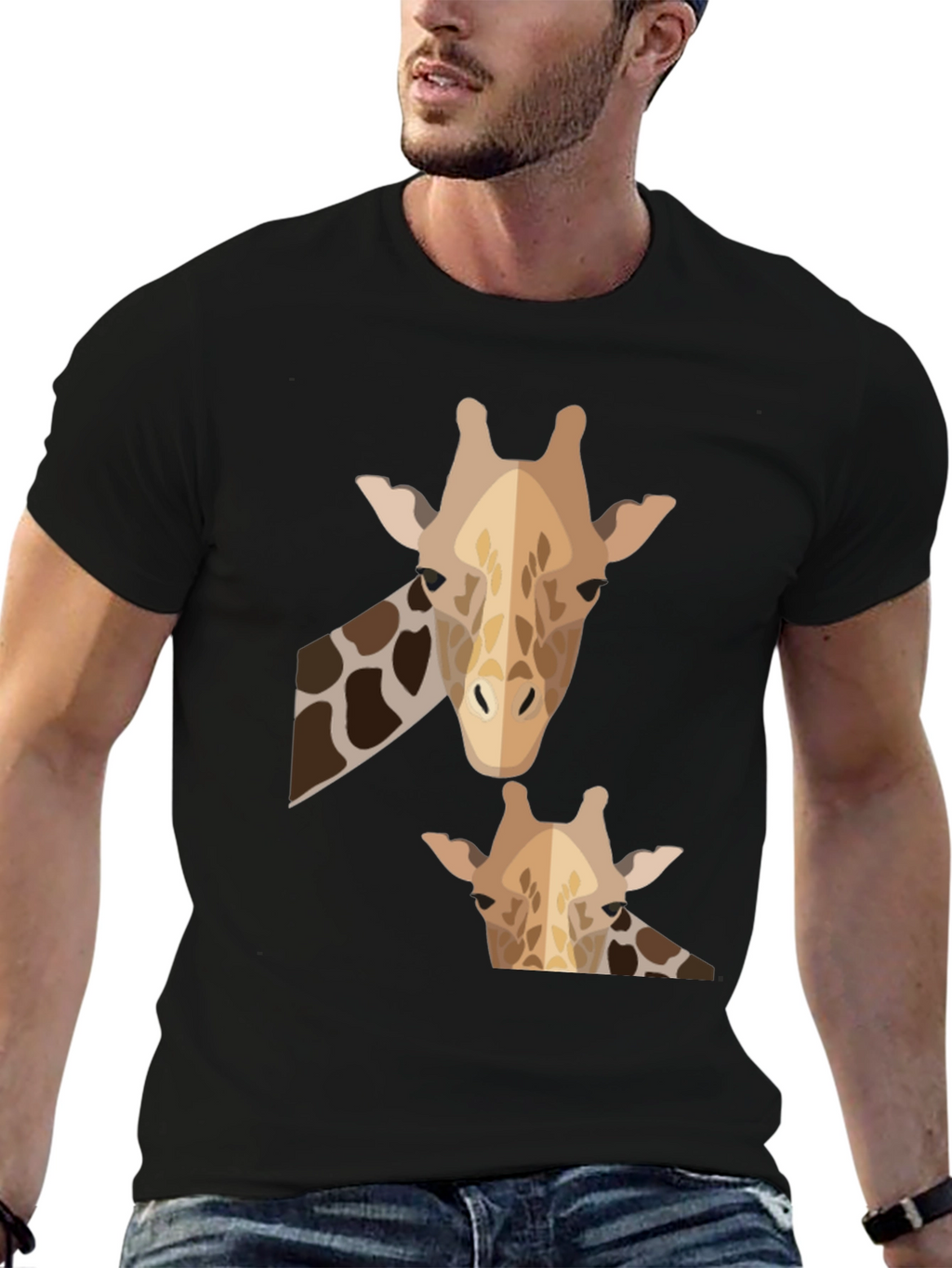 Giraffe Graphic Tee - Mens Black Crew Neck