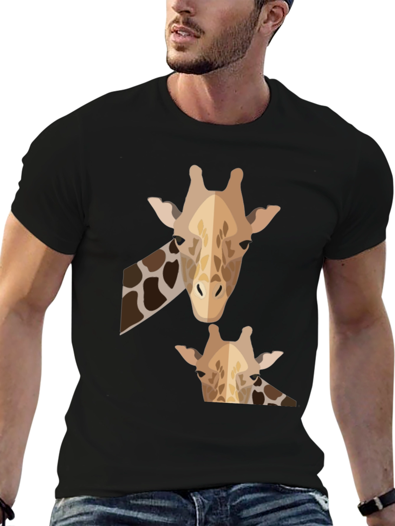 Giraffe Graphic Tee - Mens Black Crew Neck