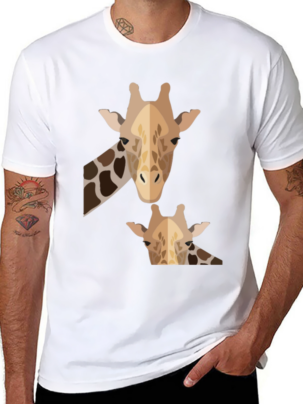 Giraffe Graphic Tee - Mens Black Crew Neck