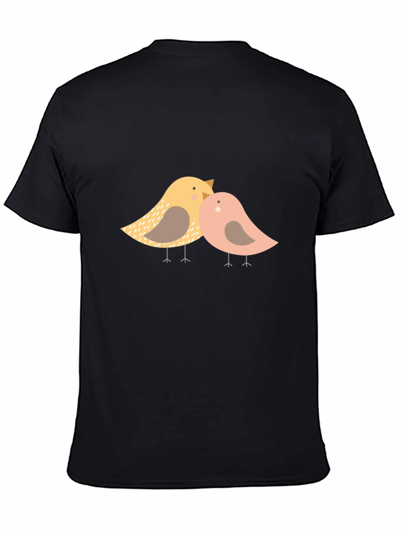 Cute Birds Graphic Print Black T-Shirt