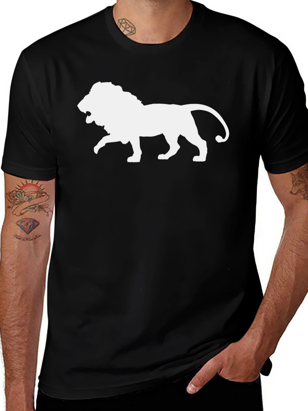 Lion Graphic Tee - Bold Black Cotton T-Shirt
