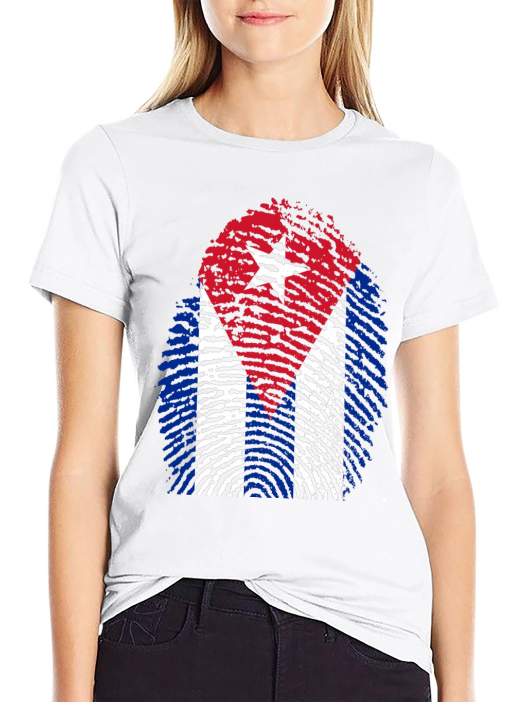 Cuba Flag Fingerprint Graphic T-Shirt